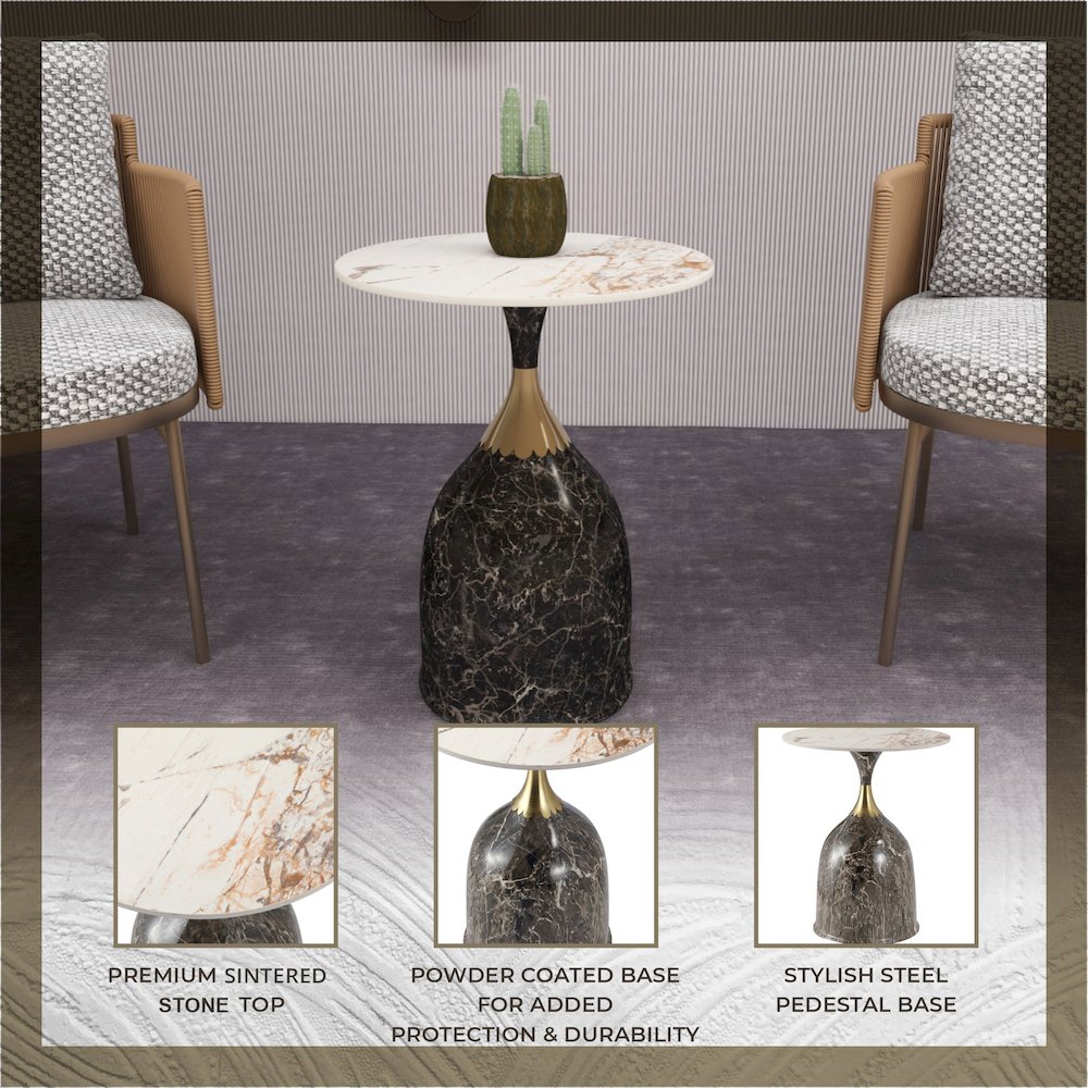 Oslo Collection Modern End Table In Marbled Brown. Picture 18