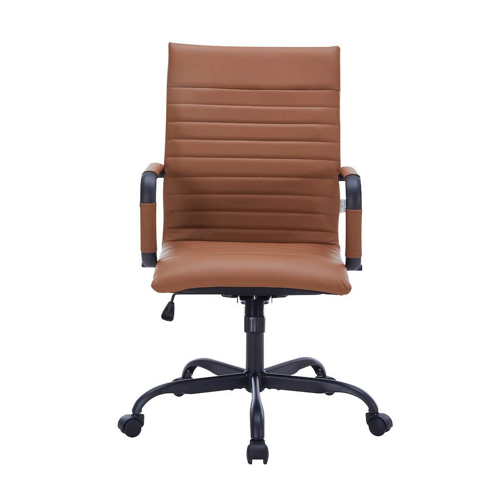 Harris Leather Home High-Back Office Chair in Light Brown With Black Frame. Picture 6
