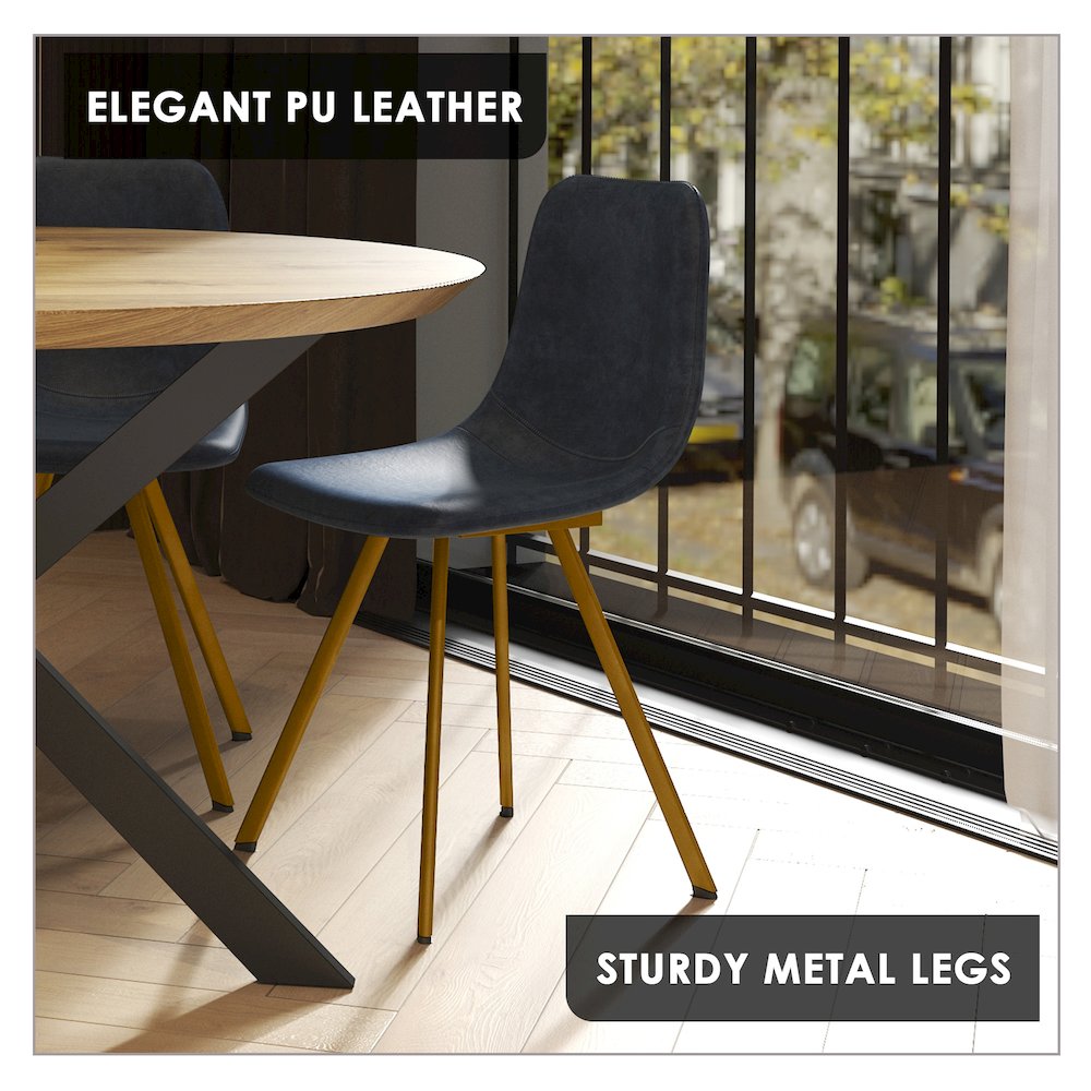 Markley Modern Leather Dining Chair With Gold Legs. Picture 11