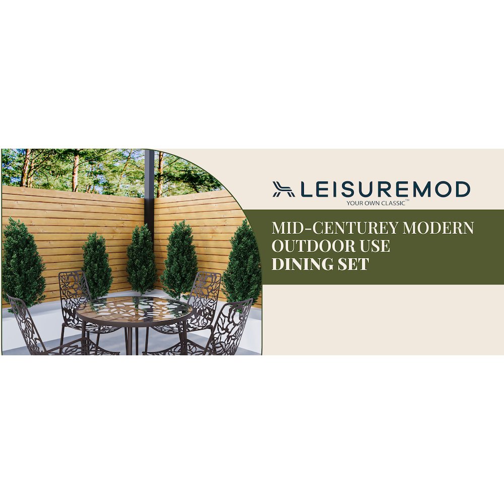 Devon Mid-Century Modern 5-Piece Aluminum Outdoor Patio Dining Set. Picture 17