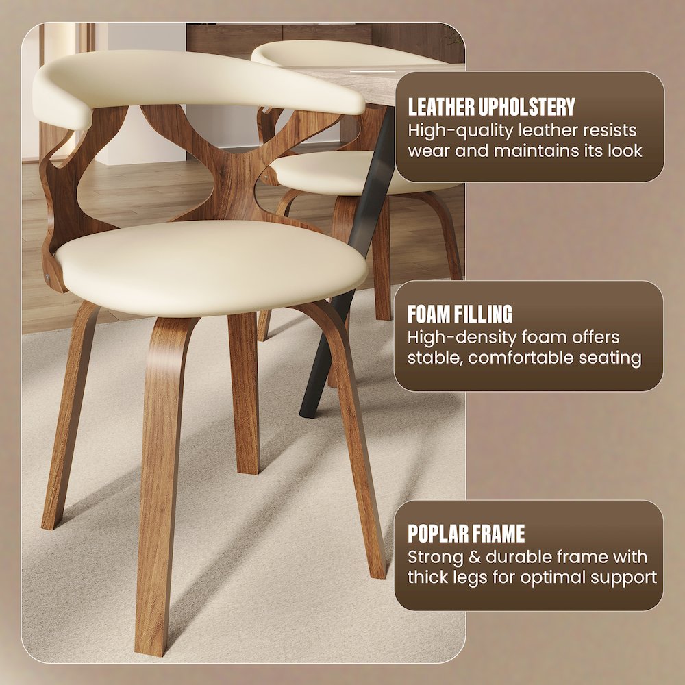 Modern Wooden Dining Chair, Walnut Frame in Taupe Klyne Collection By LeisrueMod. Picture 3