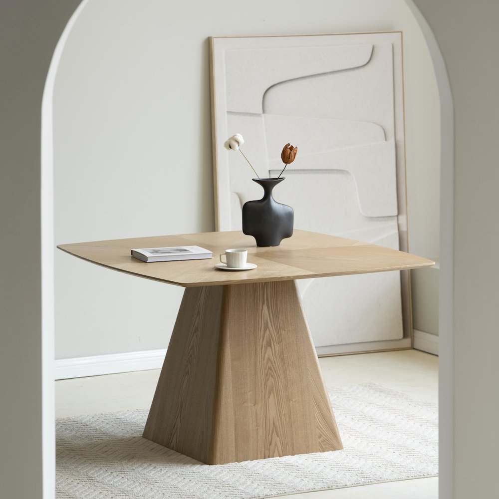 Zephry Collection Modern Dining Wooden Square Dining Table in Natural Wood. Picture 3
