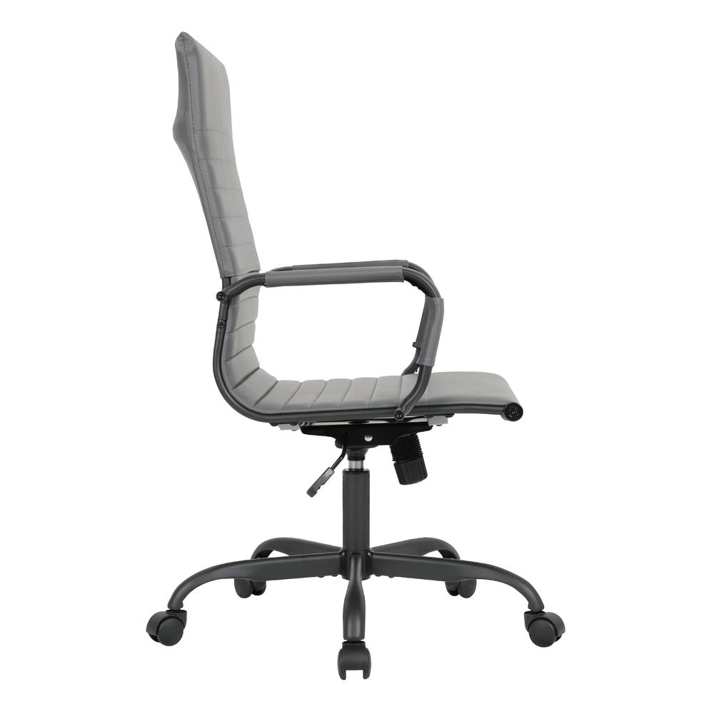Leather Home High-Back Office Chair in Grey With Black Frame. Picture 1