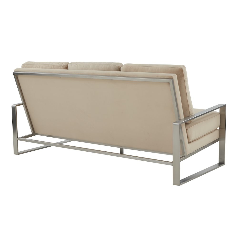 Jefferson Contemporary Modern Design Velvet Sofa With Silver Frame. Picture 5