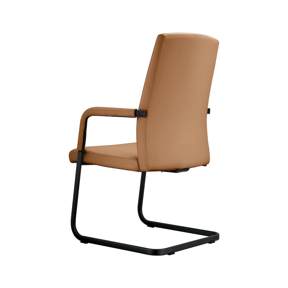Evander Office Guest Chair in Acorn Brown Leather. Picture 11