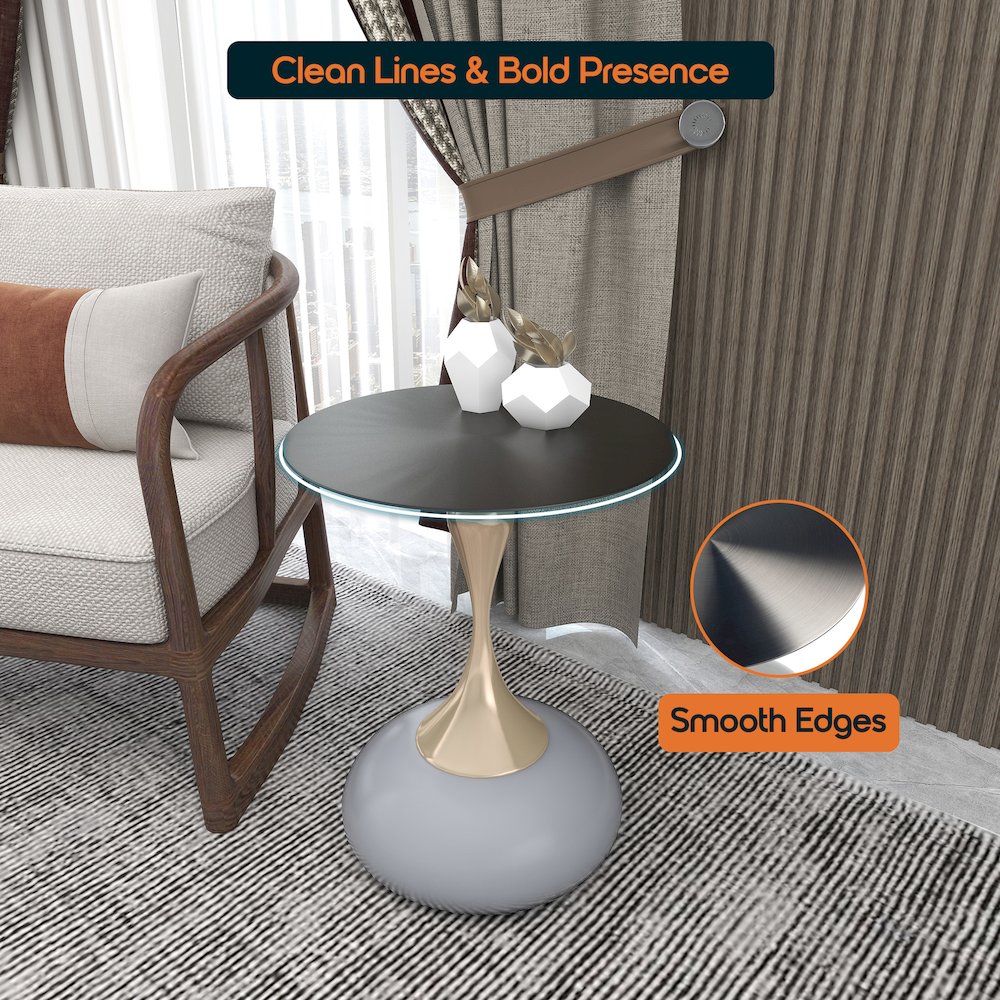 Savoy Collection Modern End Table In Silver. Picture 7
