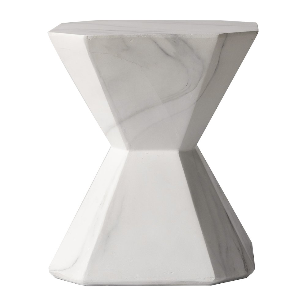Azure Collection Fiberglass Outdoor Side Table in Marble White. Picture 16