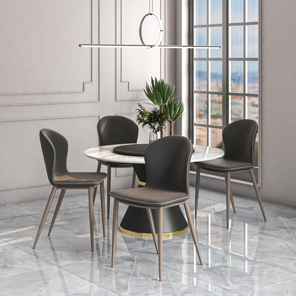 Mosaic Collection Modern Dining Chair in Charcoal Fabric - Set of 2. Picture 15