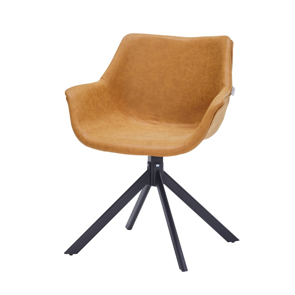 Markley Modern Leather Dining Swival Arm Chair in Light Brown. Picture 11