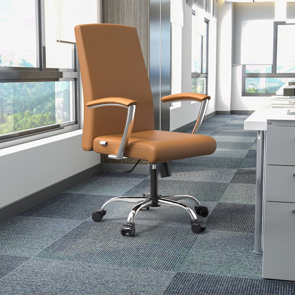 Evander Series Office Chair in Acorn Brown Leather. Picture 10
