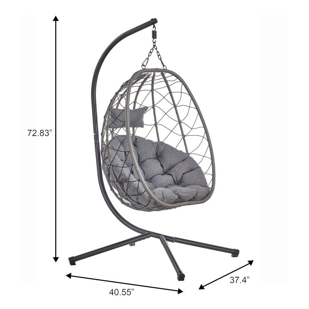 Summit Series Outdoor Egg Swing Chair In Black With CHarcoal Cushions. Picture 19