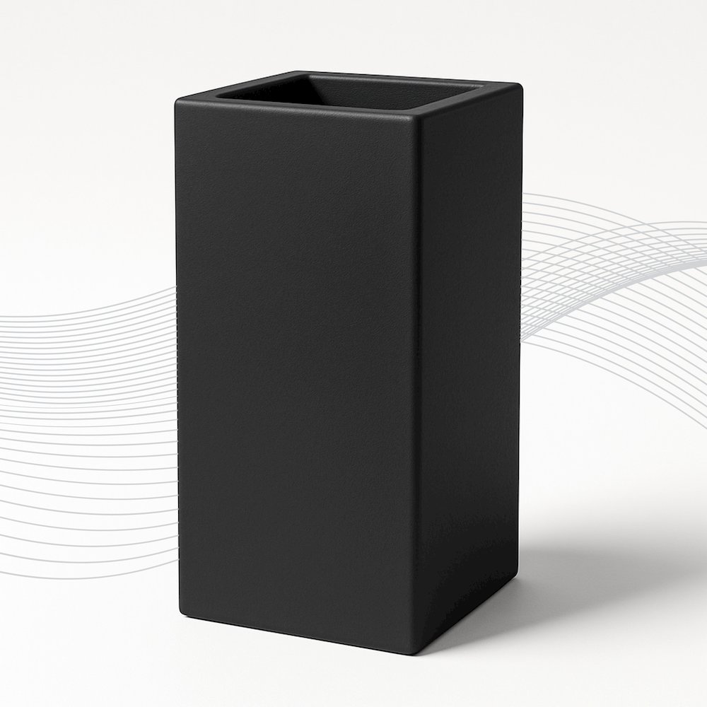 Terra Series Poly Stone Planter in Black 10.2" x 10.2" 23.6" High. Picture 14