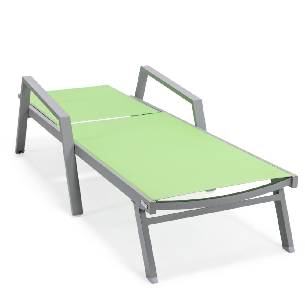 Marlin Patio Chaise Lounge Chair With Armrests in Grey Aluminum Frame. Picture 6