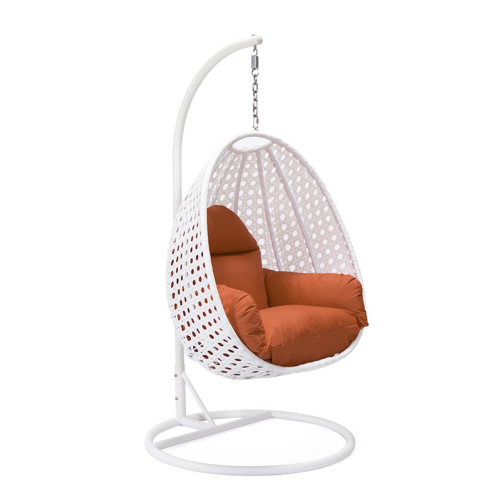 White Wicker Hanging Egg Swing Chair. Picture 1