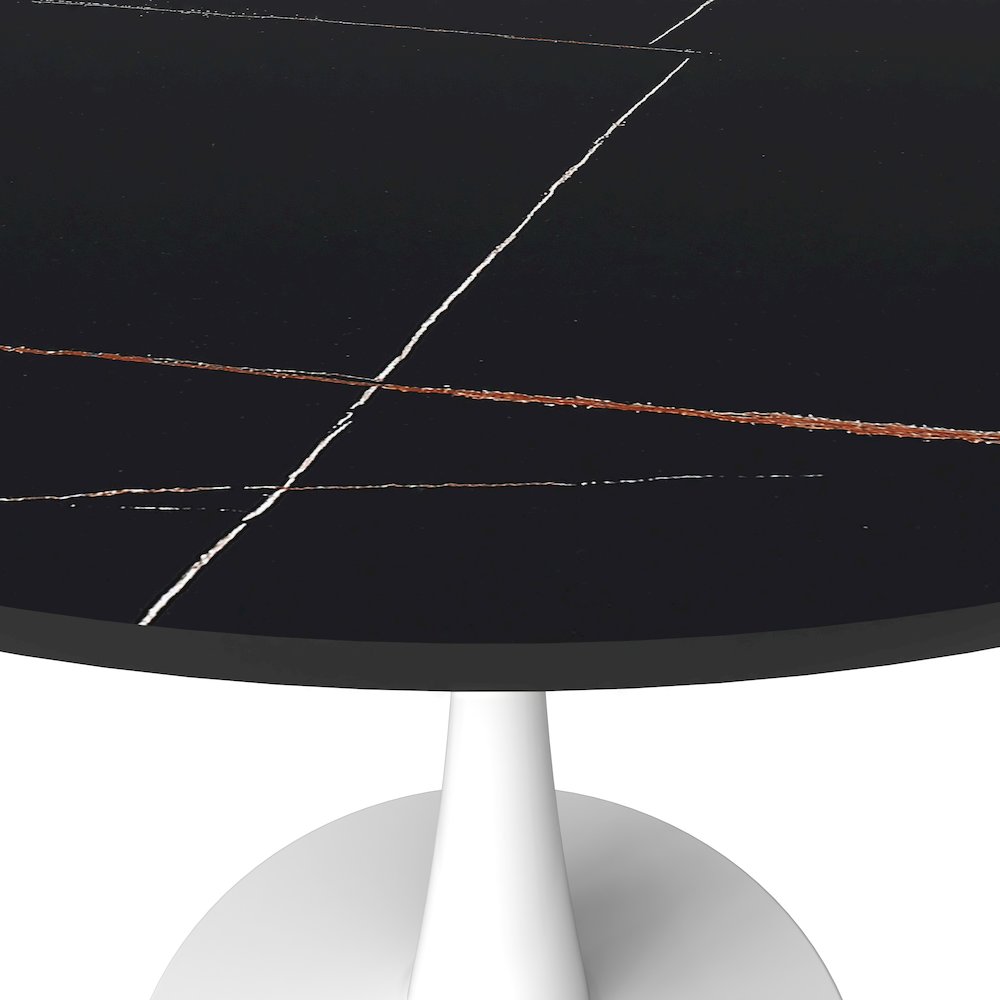 Bristol 35" round dining table White base with Black Sintered stone Top. Picture 16