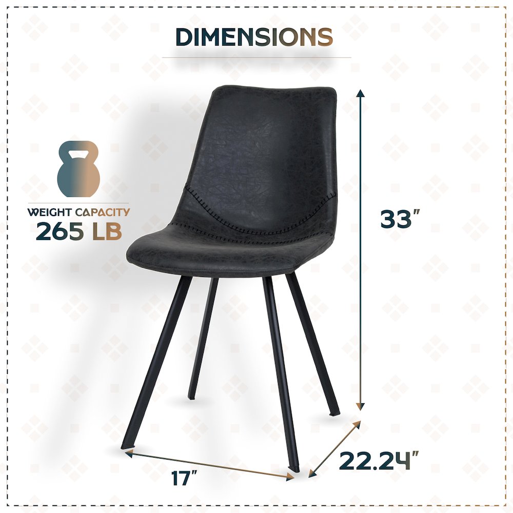 Markley Modern Leather Dining Chair With Metal Legs. Picture 9
