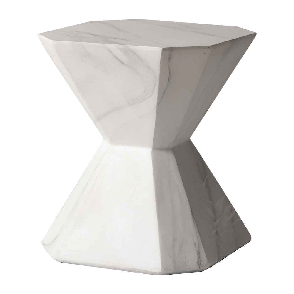 Azure Collection Fiberglass Outdoor Side Table in Marble White. Picture 15