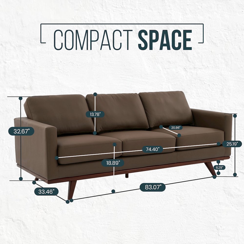 Chester Modern Faux Sofa in Taupe Leather. Picture 5