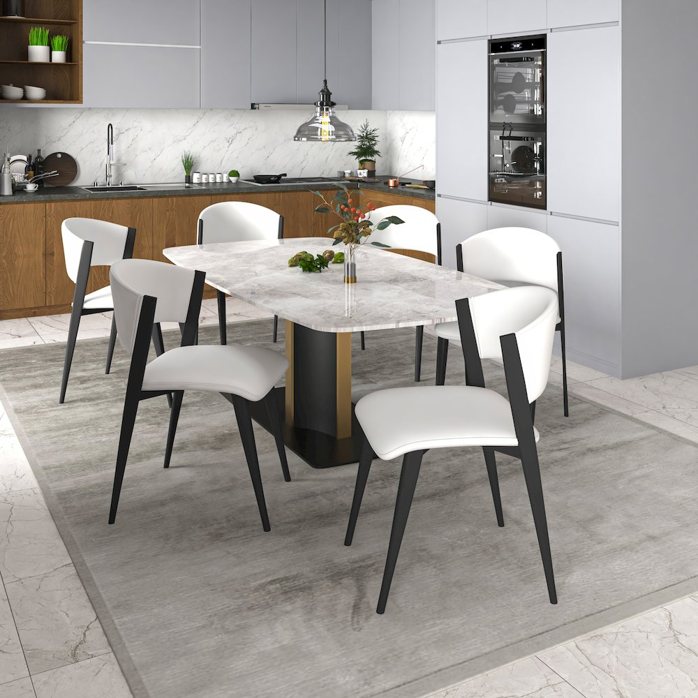Aspen Collection Modern Dining Chair Black Frame in White Set of 4. Picture 9