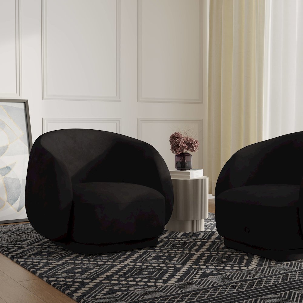 Faze Collection Modern Single Seater Sofa in Black Velvet. Picture 1