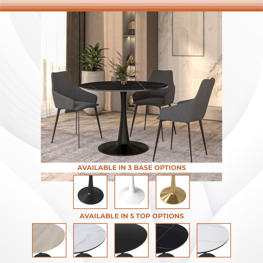 Bristol 40" round dining table Black base with Black Sintered stone Top. Picture 22