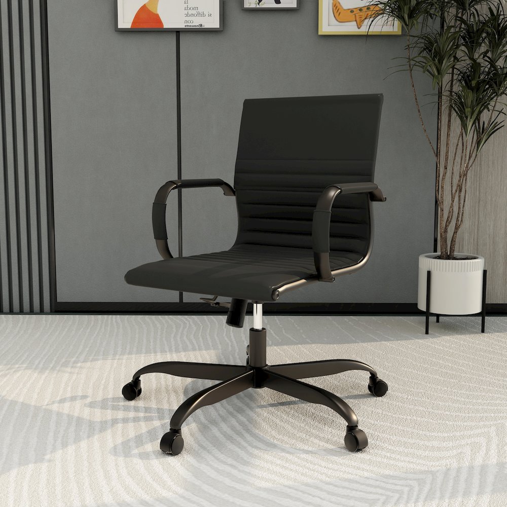 Harris Leather Home Office Chair With Black Frame in Black. Picture 25