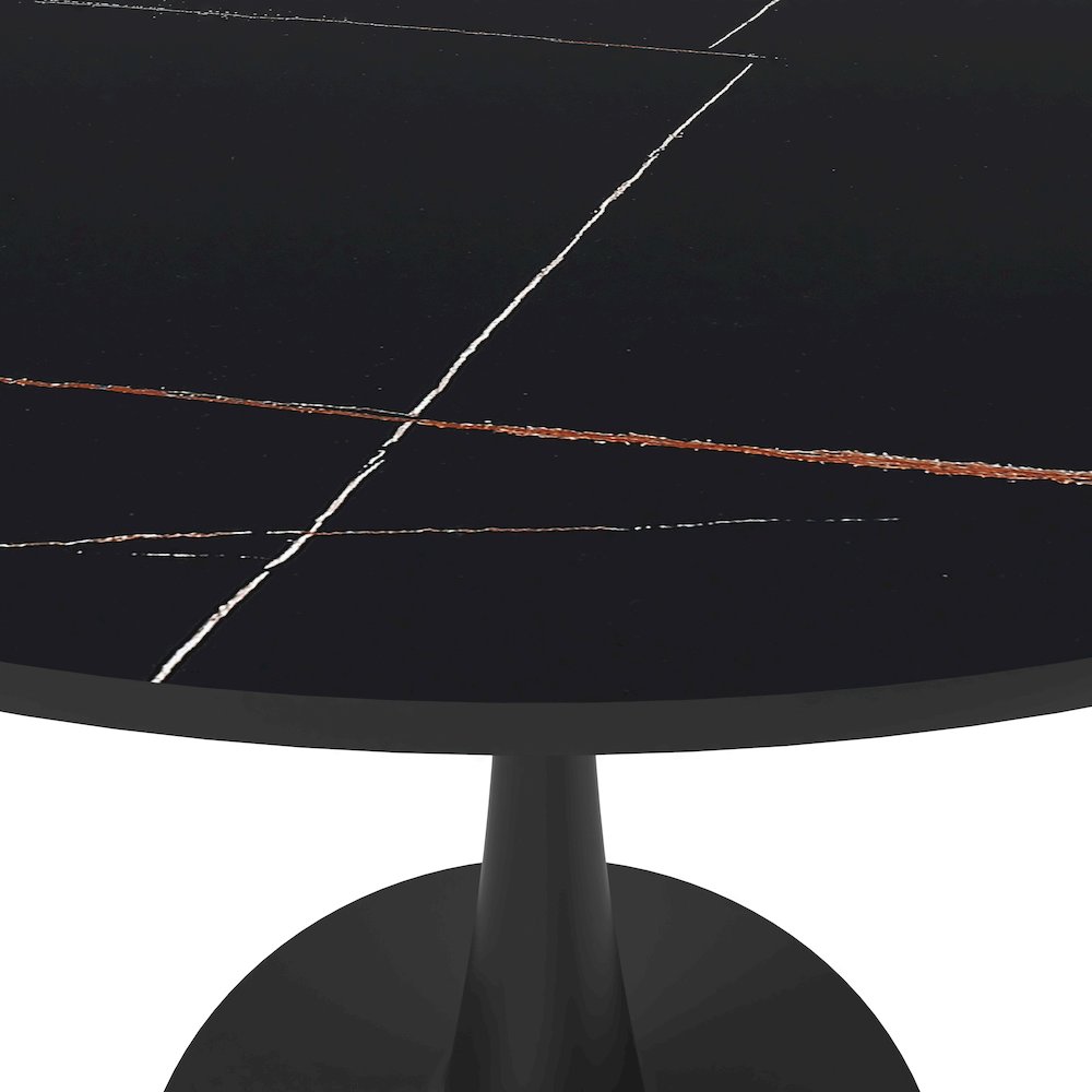 Bristol 35" round dining table Black base with Black Sintered stone Top. Picture 16