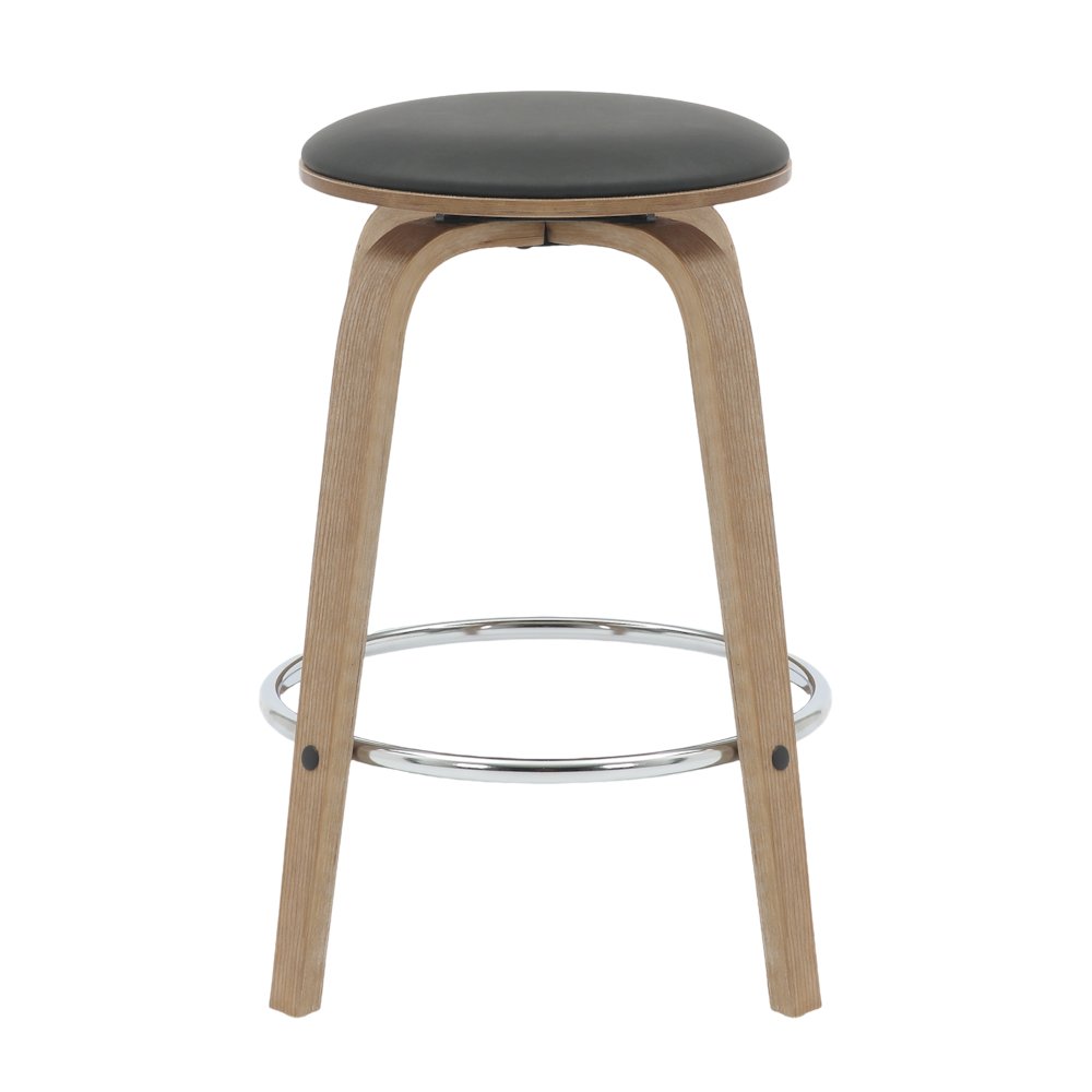 Wooden Counter Stool Pelya Collection Modern Style Washed Walnut color in Black. Picture 4