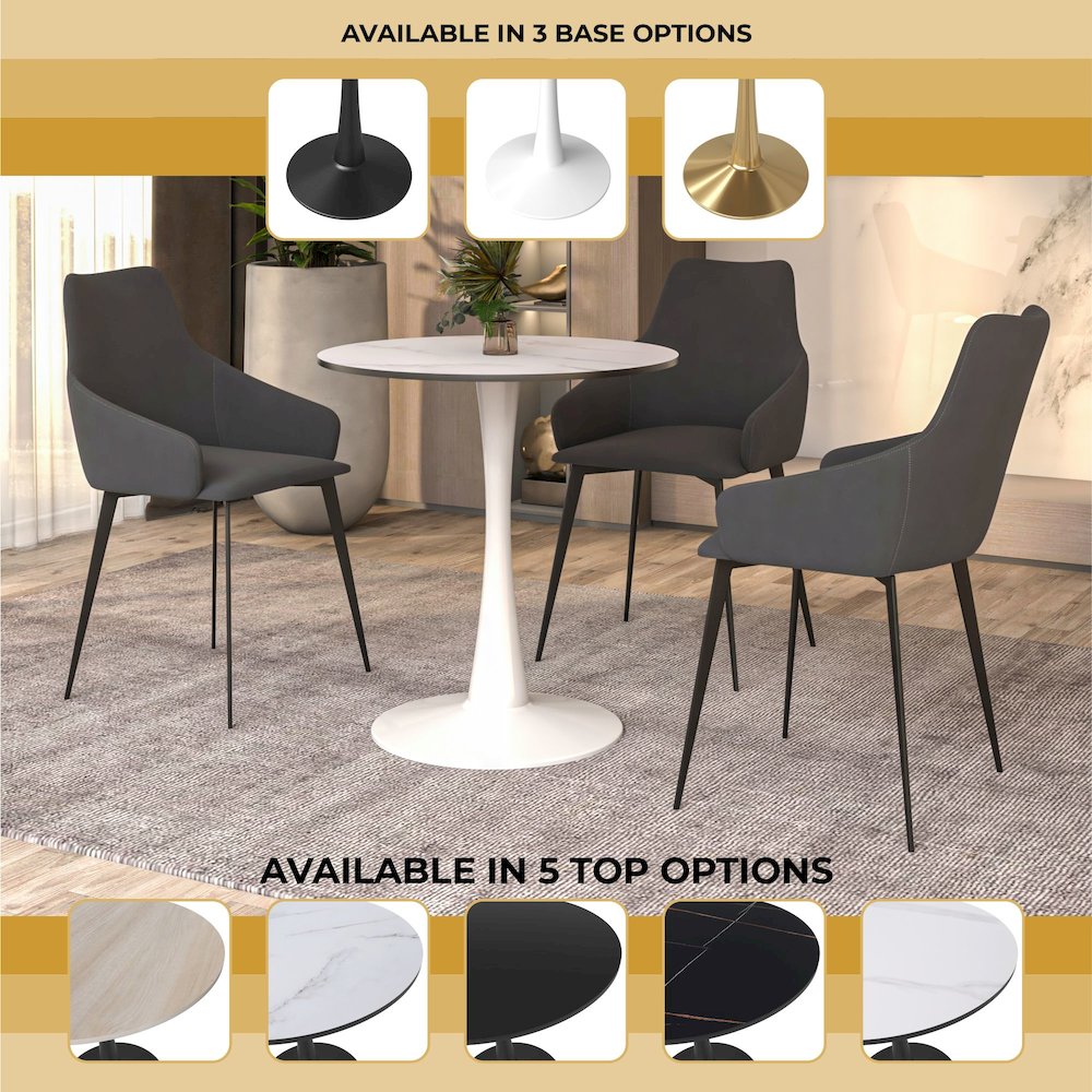 Leisyremod Bristol 27" Round Dining Table White base with White top. Picture 13