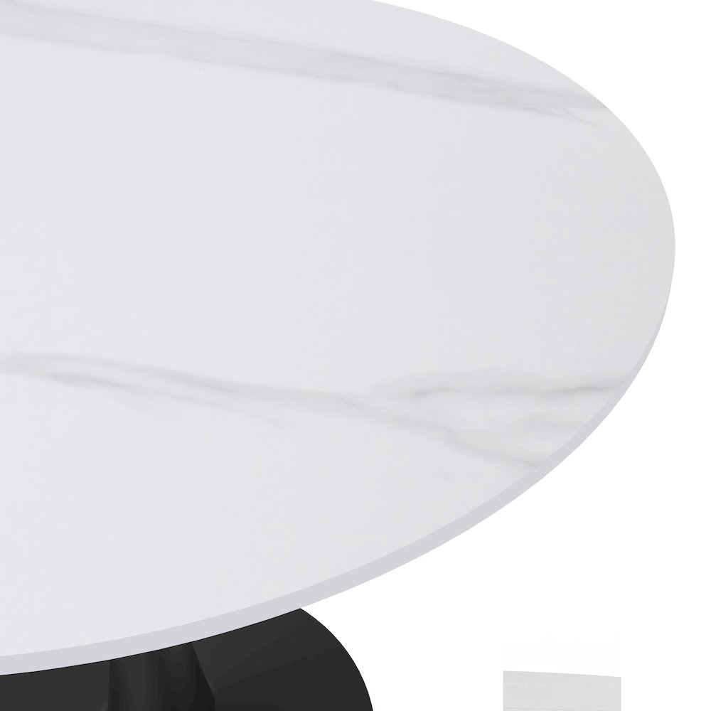 Bristol 31" round dining table Black base with White Sintered stone Top. Picture 10