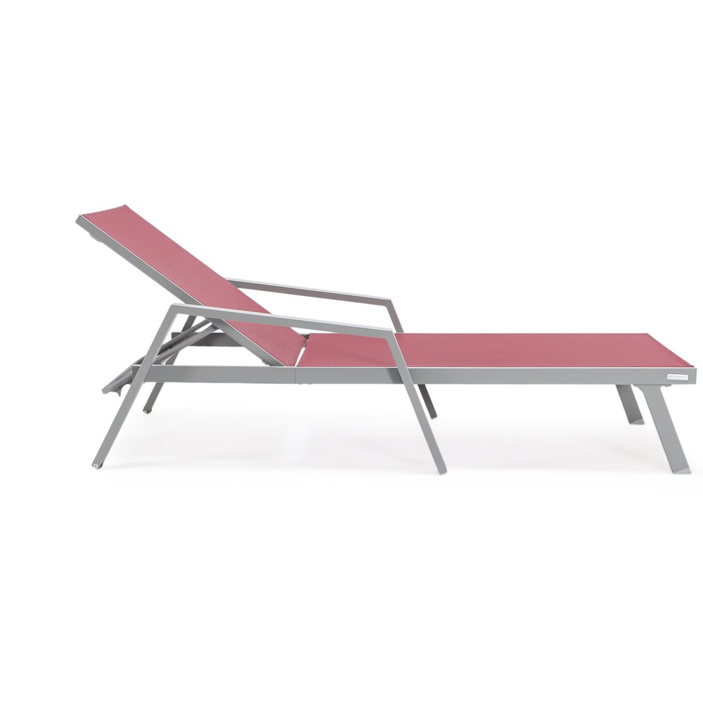 Marlin Patio Chaise Lounge Chair With Armrests in Grey Aluminum Frame. Picture 10