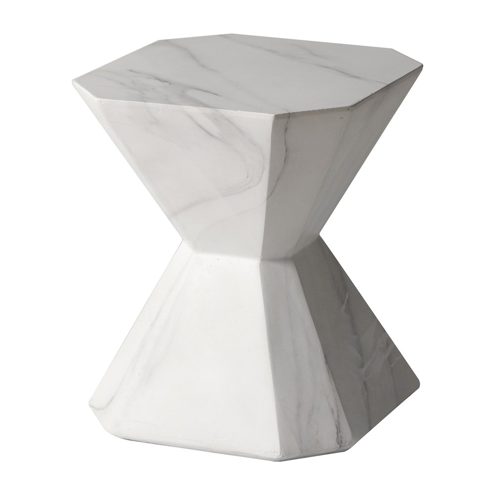 Azure Collection Fiberglass Outdoor Side Table in Marble White. Picture 14