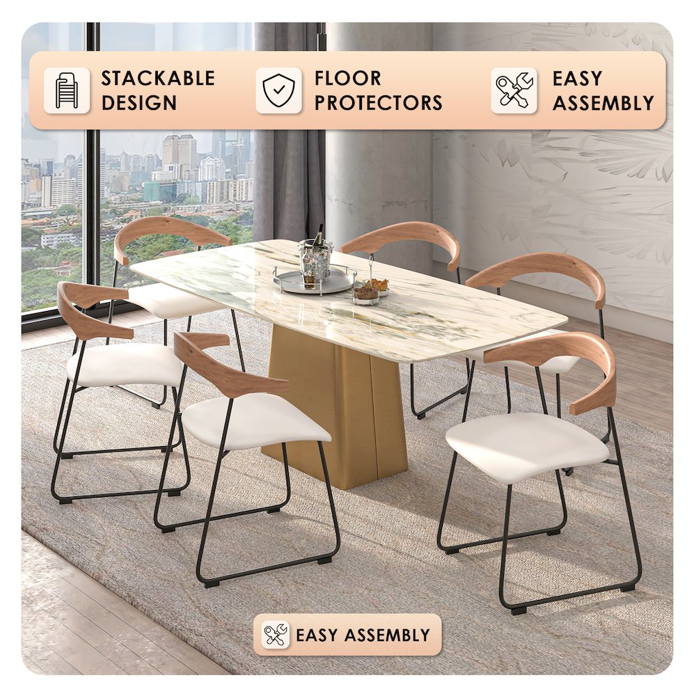Lyra Collection Modern Chair in Natural Wood back and White Seat. Picture 1