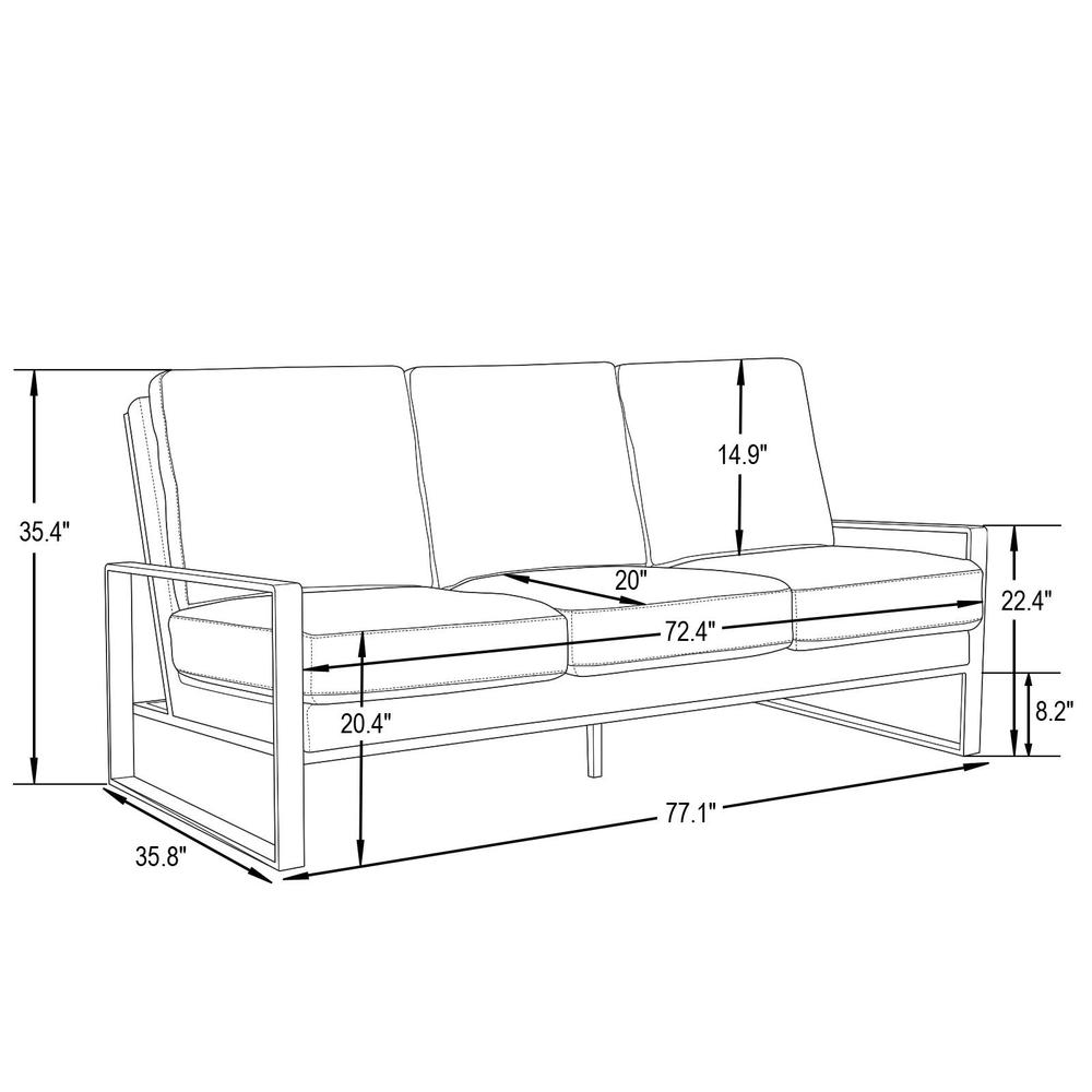 LeisureMod Jefferson Contemporary Modern Design Velvet Sofa With Silver Frame. Picture 3