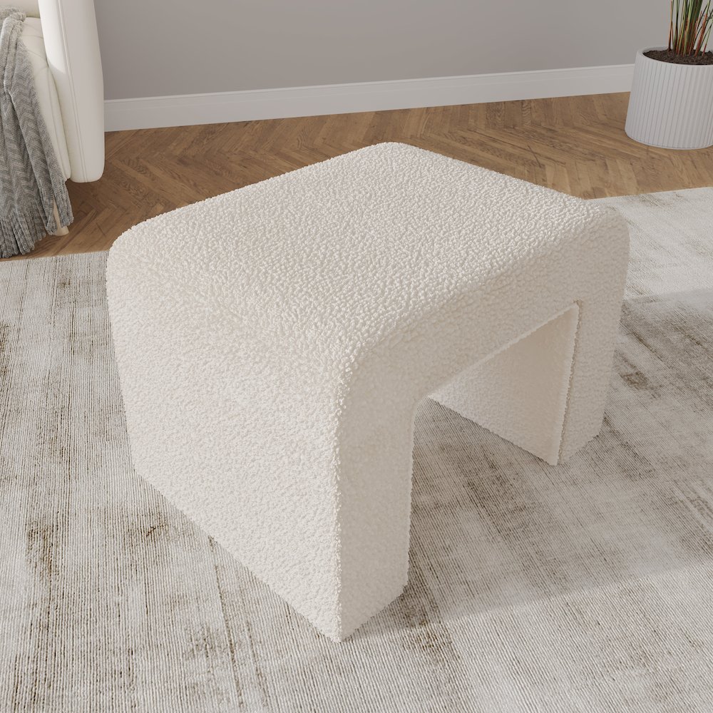 Vint 26” Bench Upholstered in Velvet Boucle. Picture 11