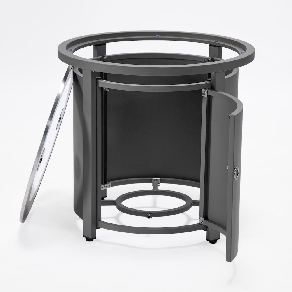 Walbrooke Patio Round Fire Pit and Tank Holder in Grey. Picture 15