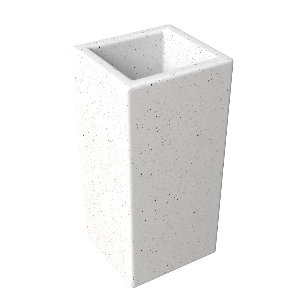 Terra Series Poly Stone Planter in Dotted White 7.9" x 7.9" 19.7" High. Picture 10