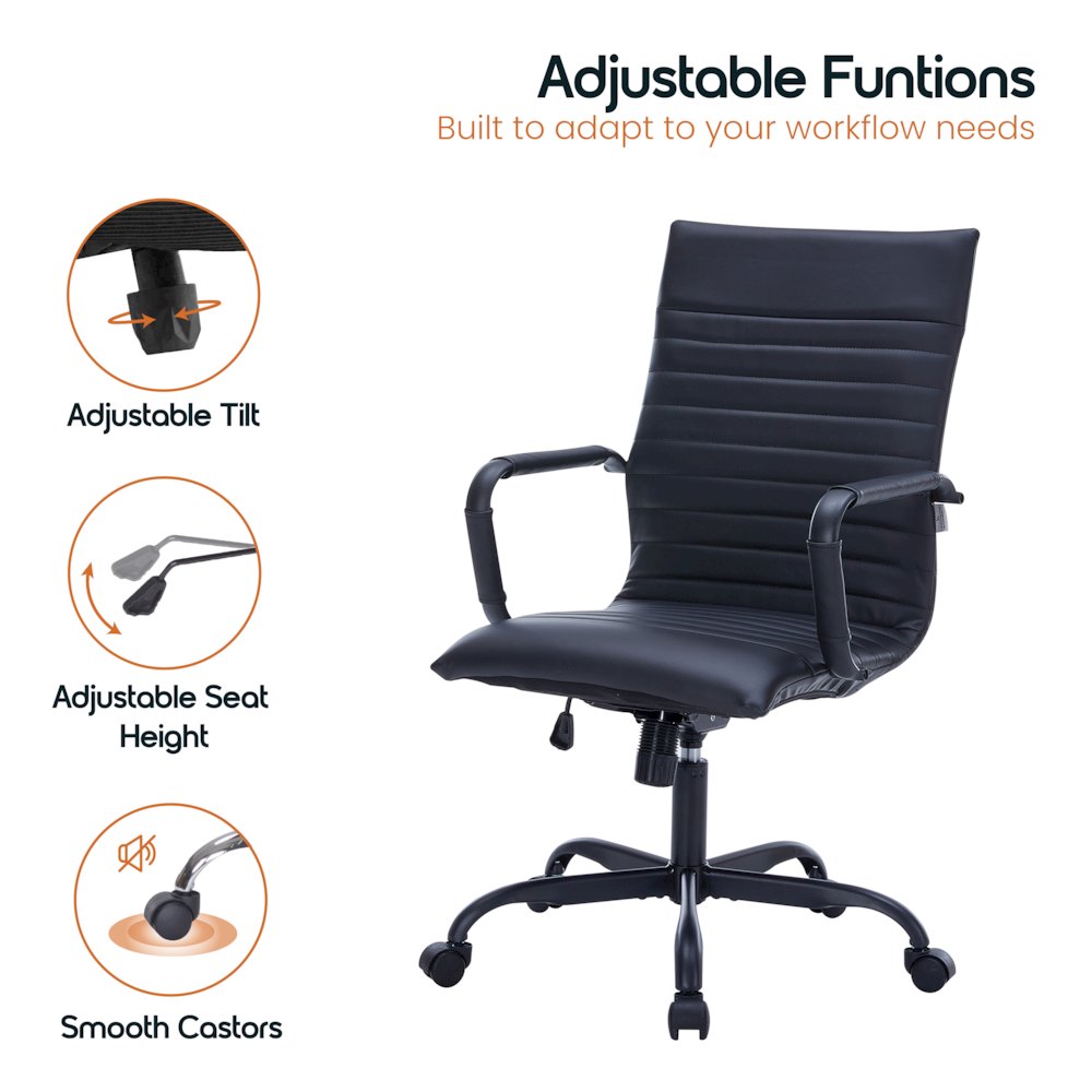 Harris Leather Home High-Back Office Chair in Black. Picture 8