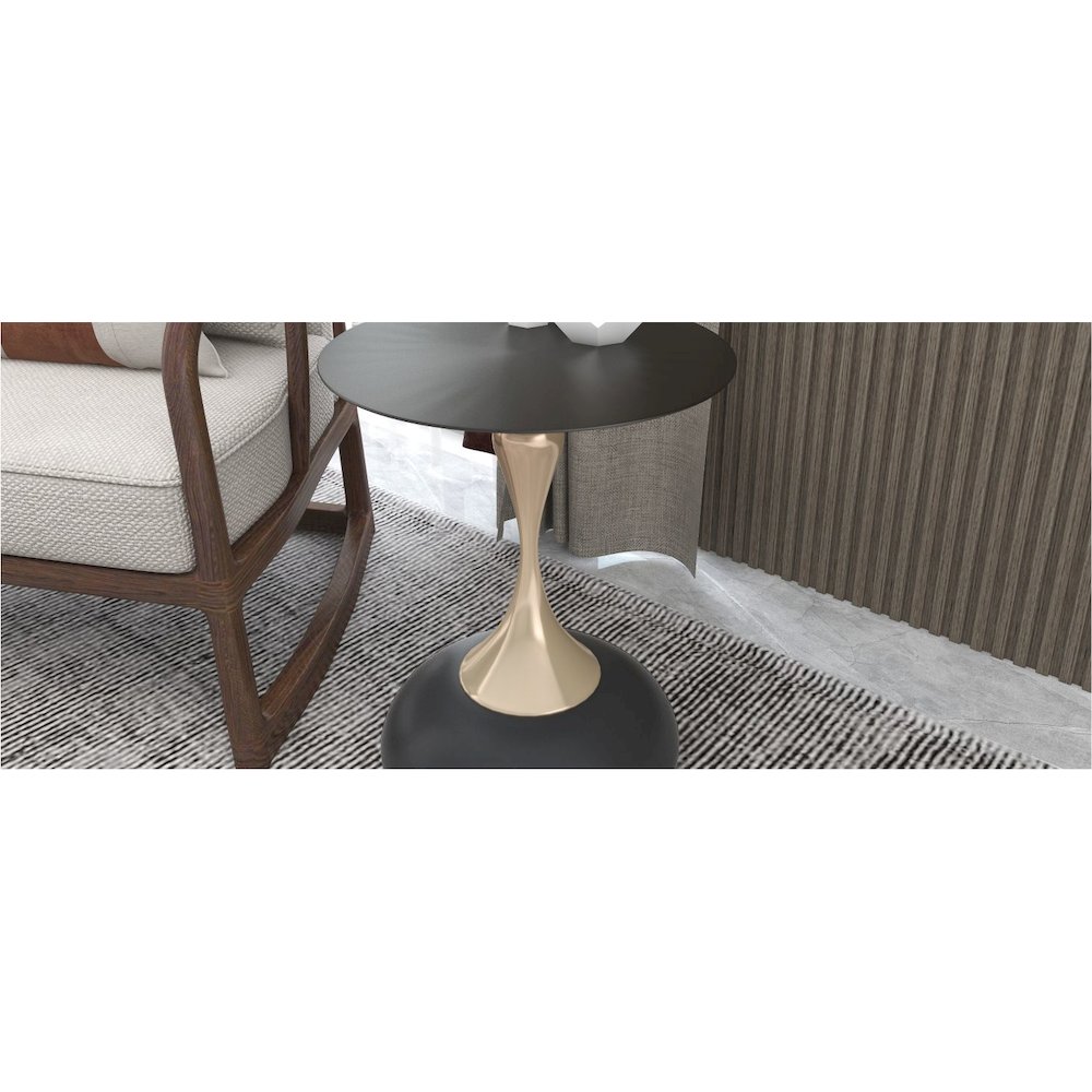 Savoy Collection Modern End Table In Matt Black. Picture 37