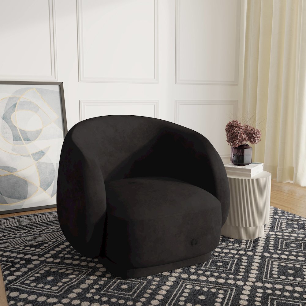 Faze Collection Modern Single Seater Sofa in Black Velvet. Picture 14