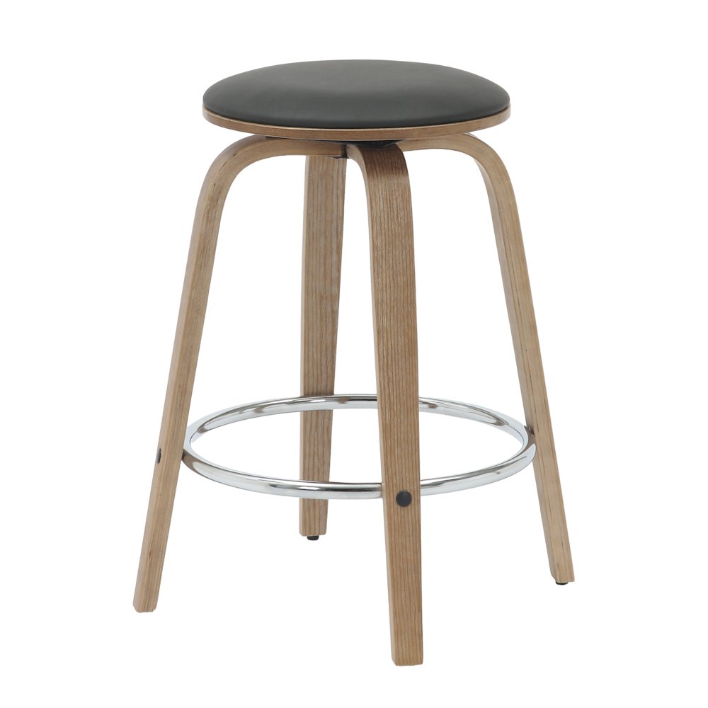 Wooden Counter Stool Pelya Collection Modern Style Washed Walnut color in Black. Picture 7