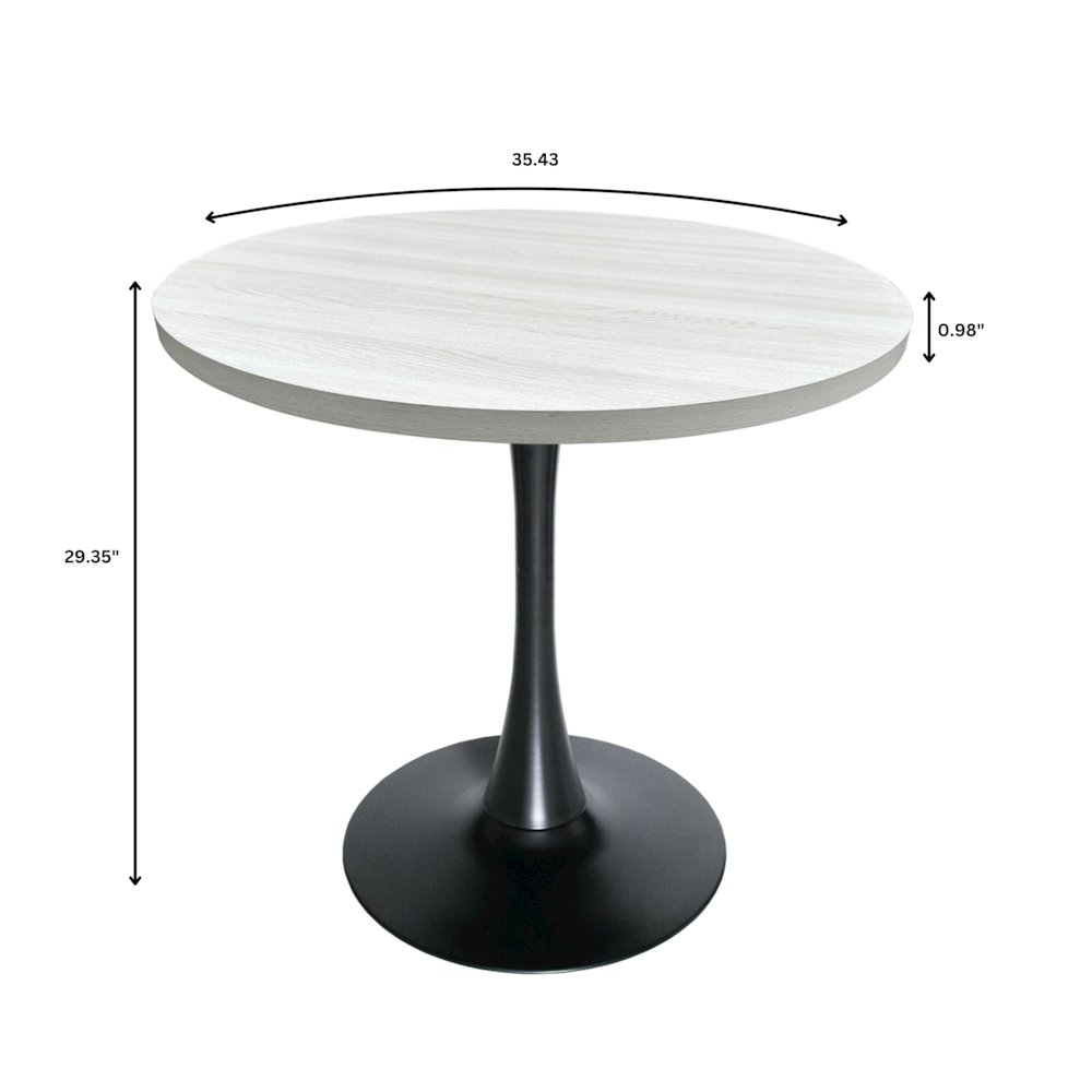 Bristol Dining table, Black Base with 36 Round Light Natural MDF top. Picture 3