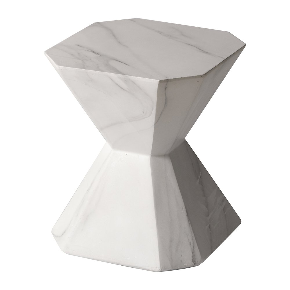 Azure Collection Fiberglass Outdoor Side Table in Marble White. Picture 17