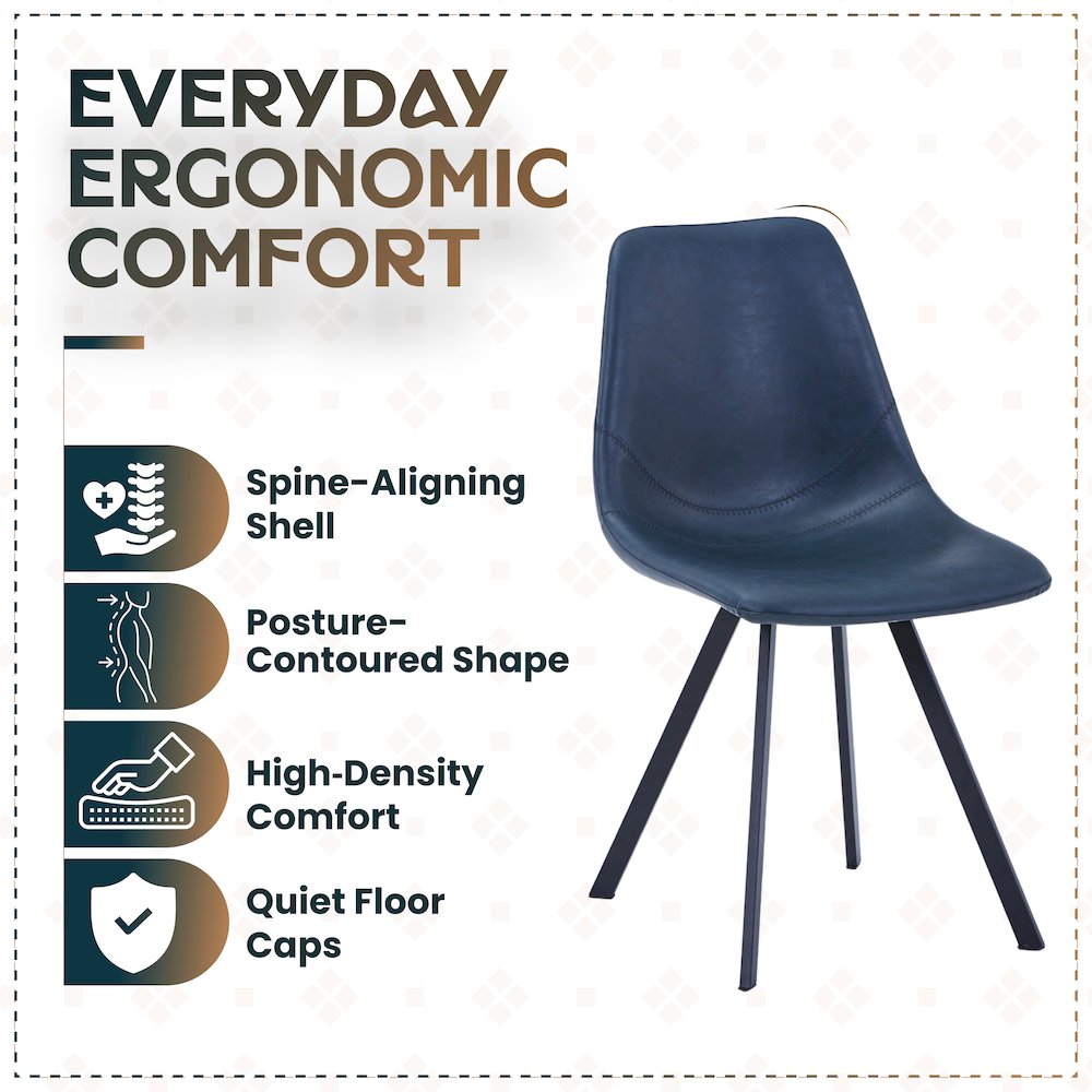 Markley Modern Leather Dining Chair With Metal Legs. Picture 5