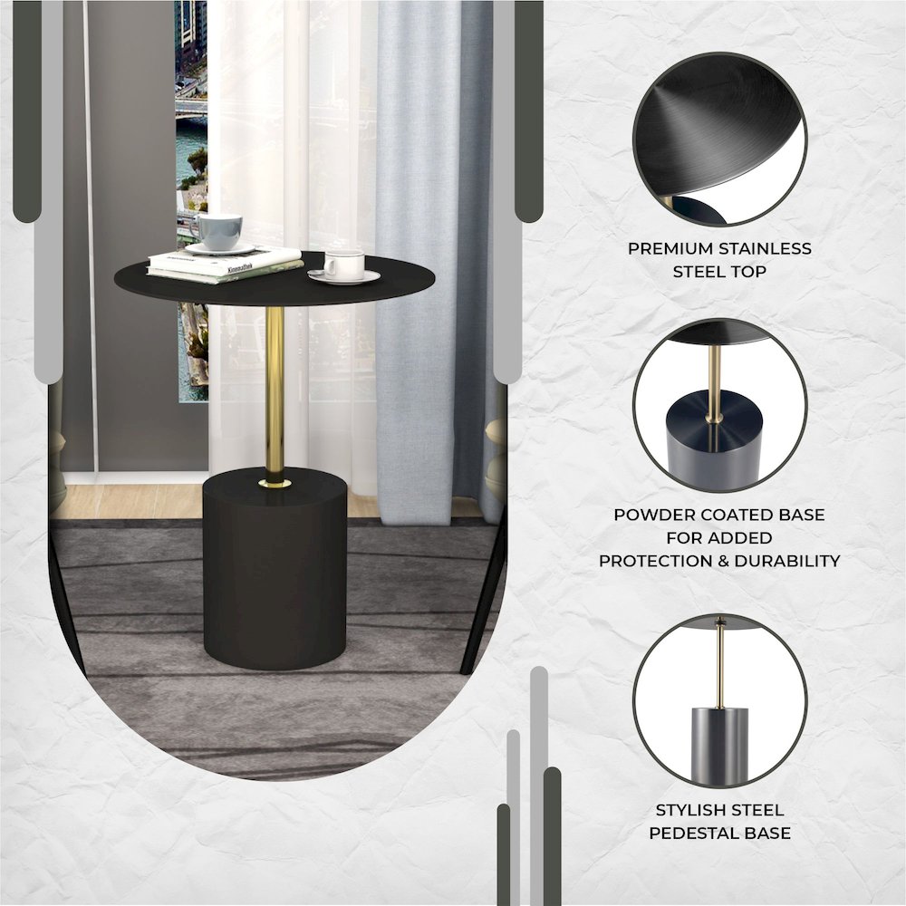Malta Collection Modern End Table In Black. Picture 21