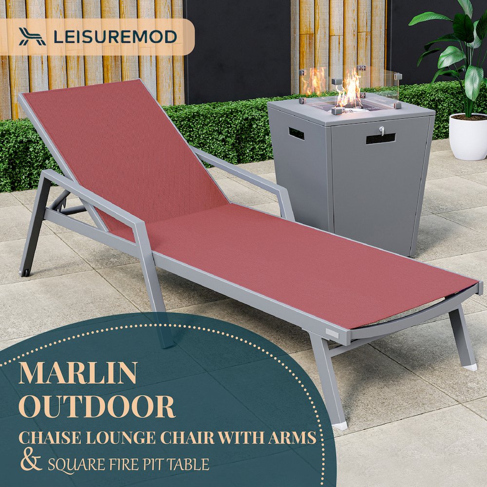 Marlin Modern Grey Aluminum Outdoor Patio Chaise Lounge Chair. Picture 5