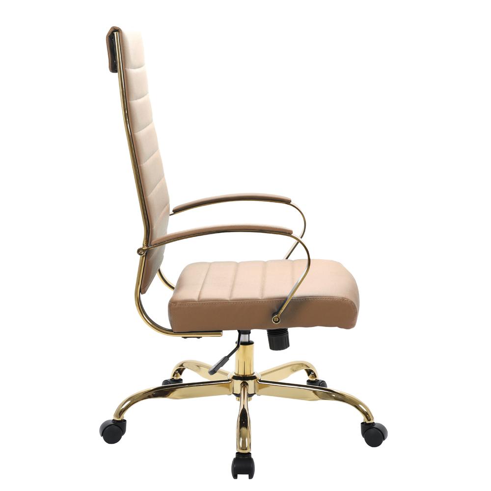 Benmar High-Back Leather Office Chair With Gold Frame. Picture 3