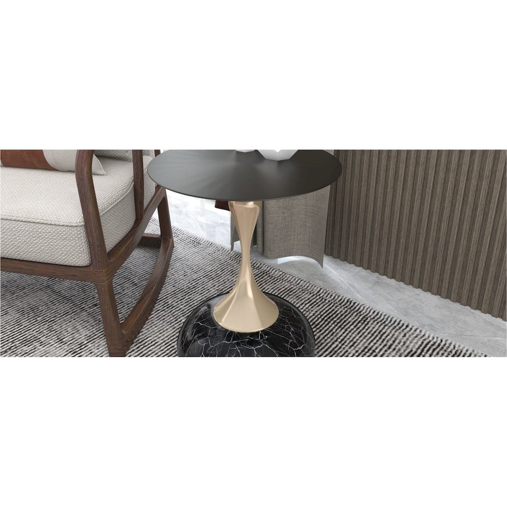 Savoy Collection Modern End Table In Stone Black. Picture 32