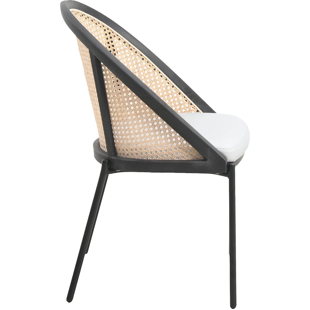 Urbane Collection Modern Dining Chair With Wicker back in Light Grey - Set of 4. Picture 3