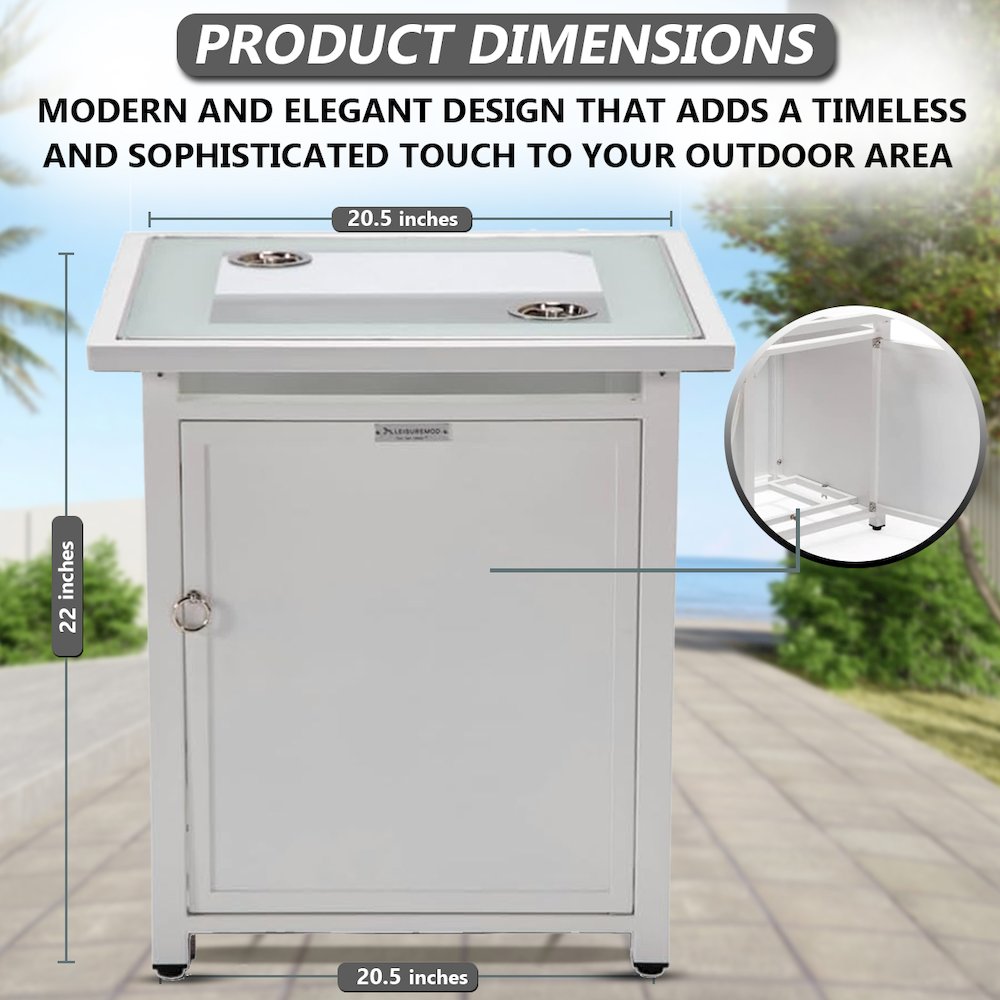 Walbrooke White Patio Square Tank Holder in White. Picture 1